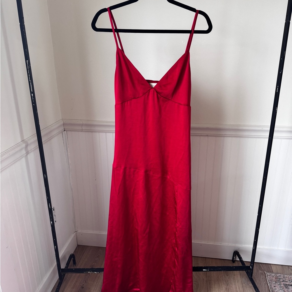 Altar’d State Red Midi Satin Slip Dress